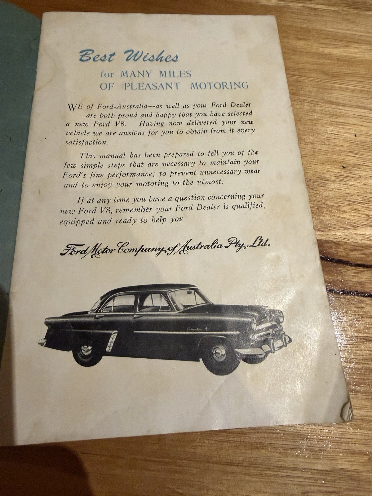 1952 Ford Australia V8 Owner’s Manual Customline Mainline Original 40pp