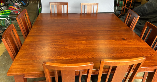 Solid Redgum Dining Table & 6 Chairs Set Hardwood Timber 1.7m x 1.7 m Rustic AU