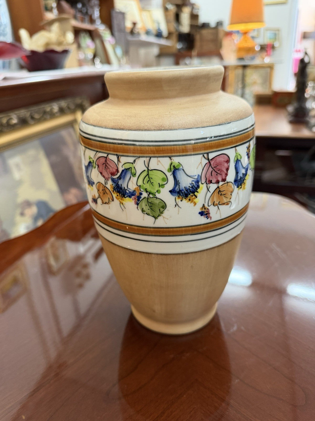 Peralba Valencia Spain Hand Painted Pottery Vase 22cm Floral Vintage Ceramic