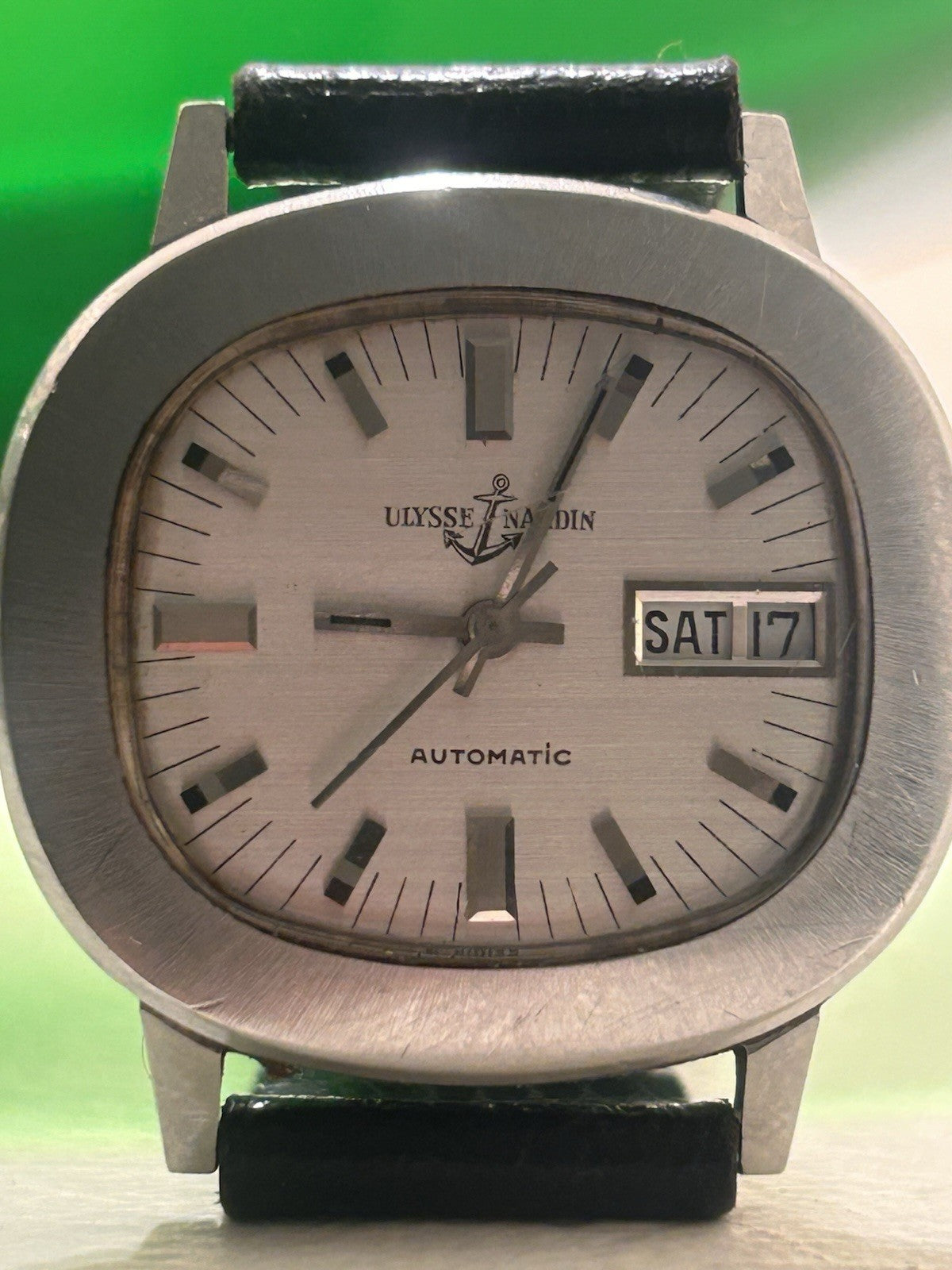 Ulysse Nardin Automatic Day Date Vintage 1970s Swiss Stainless Steel Watch