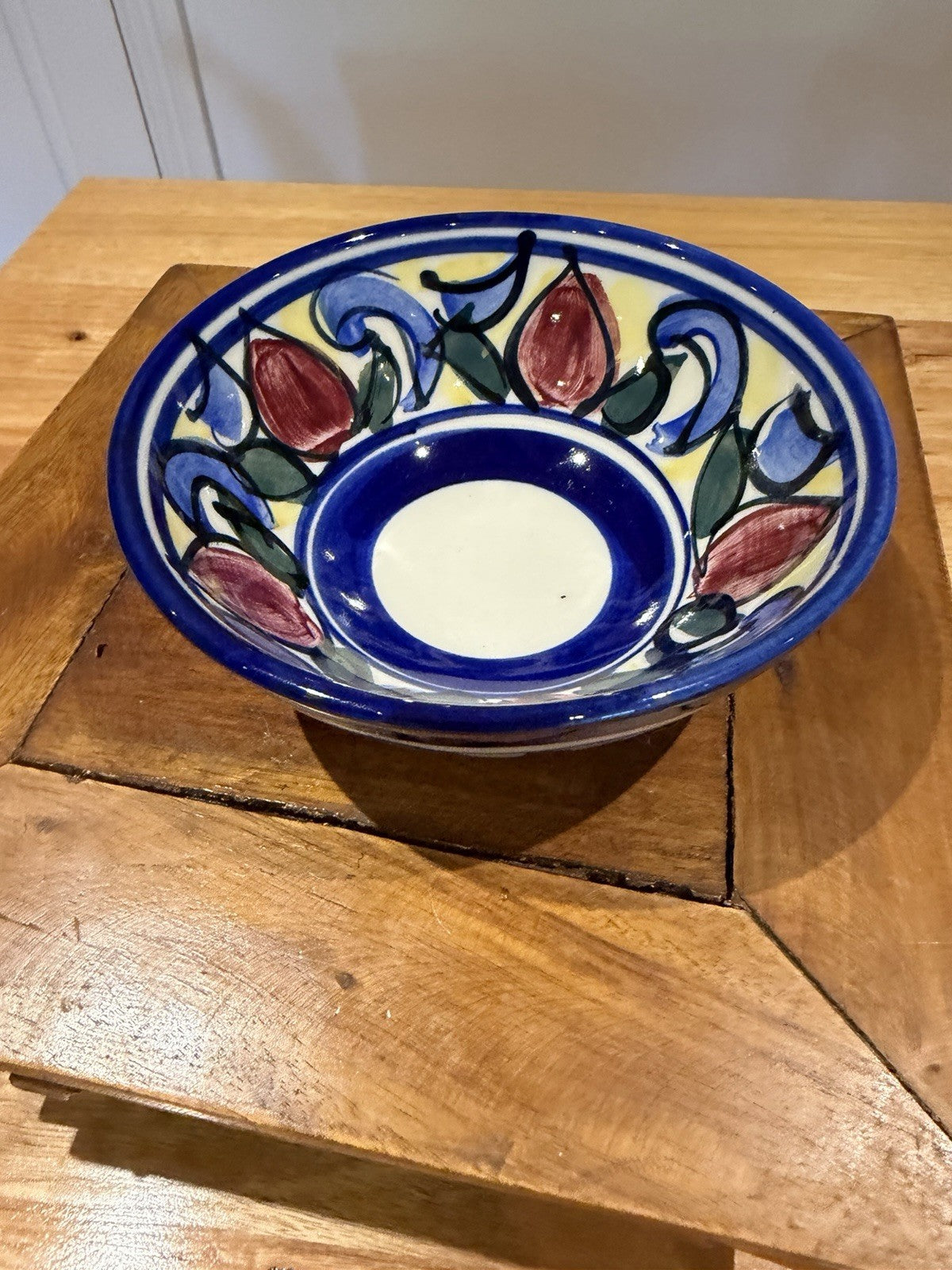 Vintage Studio Pottery Hand Painted Floral Bowl Signed 1996 14cm Ceramic