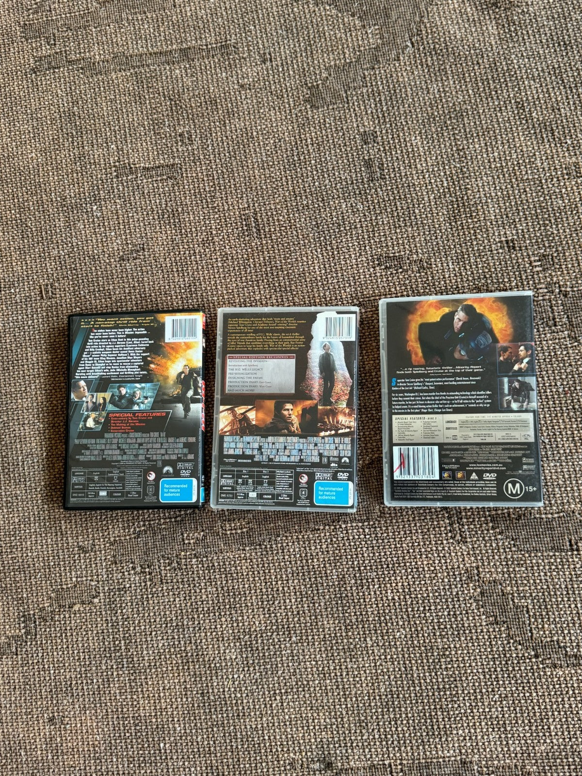 Tom Cruise DVD Bundle Action Sci-Fi Thriller Collection MI3 War of the Worlds