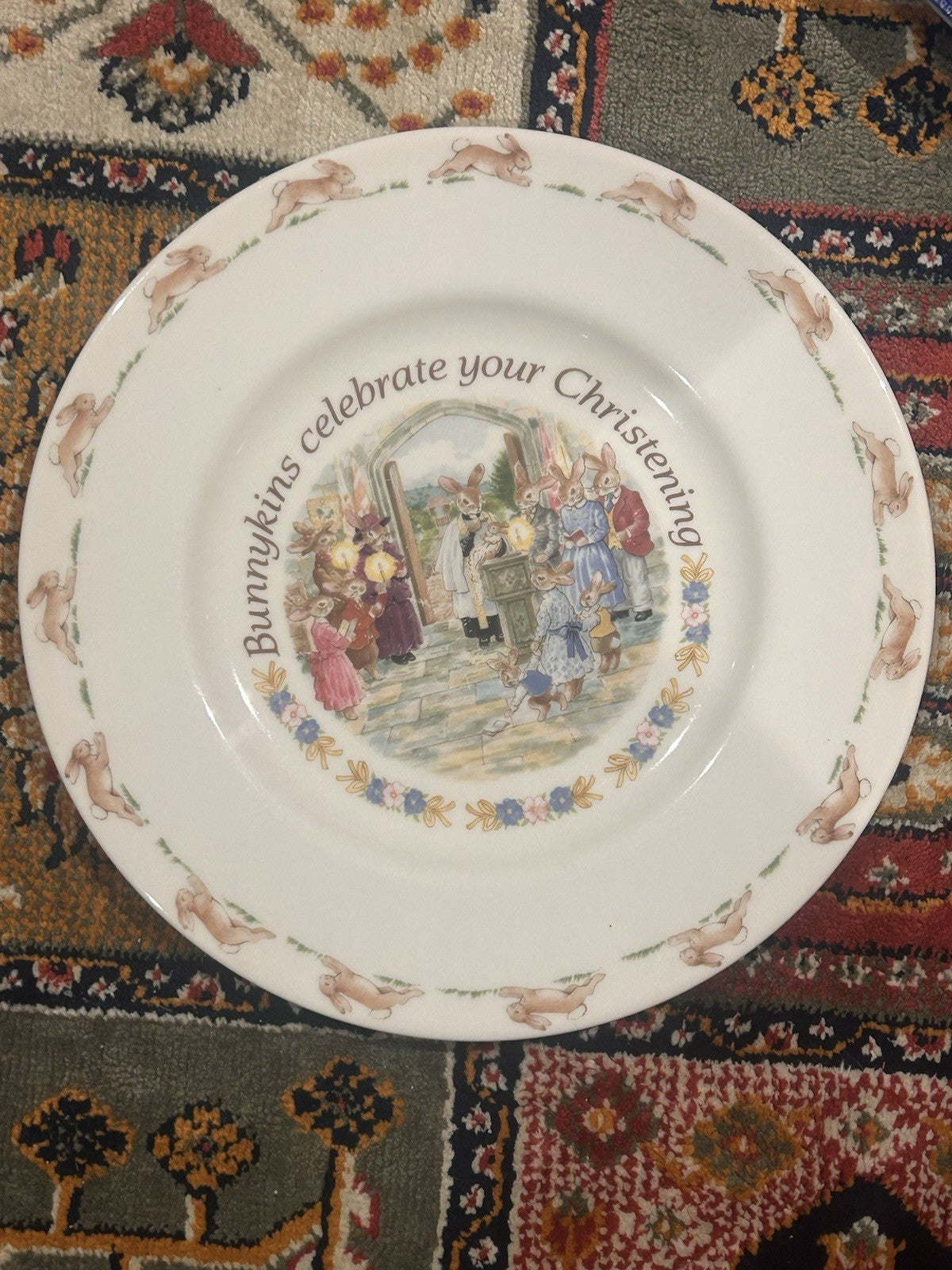 Royal Doulton Bunnykins Christening Plate 1991 Fine Bone China Nursery Ware