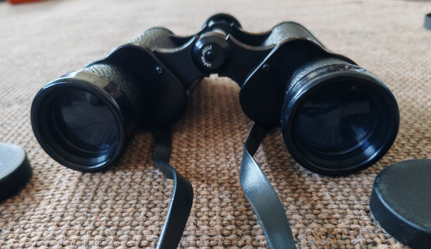 Vintage JAPAN 7×35 Field Binoculars with Case & Caps | Mid-Century Optics