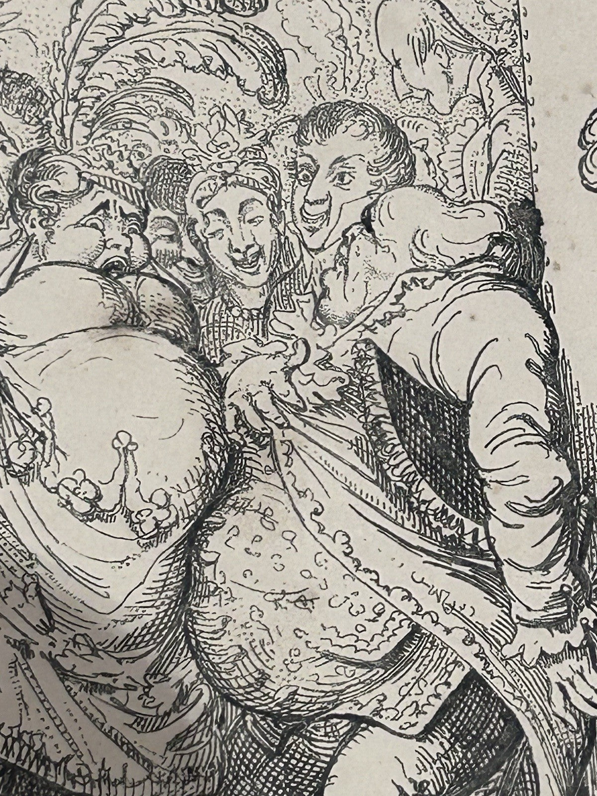 George Cruikshank Etching – “Inconveniences of a Crowded Drawing Room” c.1880s