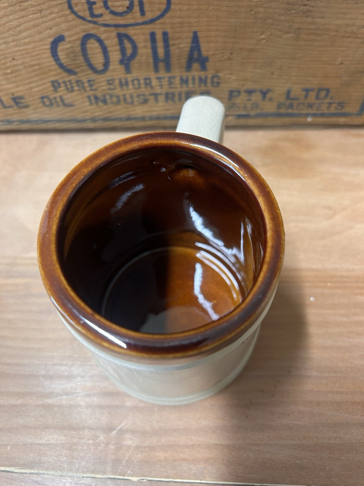 Ned Kelly Mug Glenrowan Victoria 1980s Pottery Brown Rim Gaol Quote