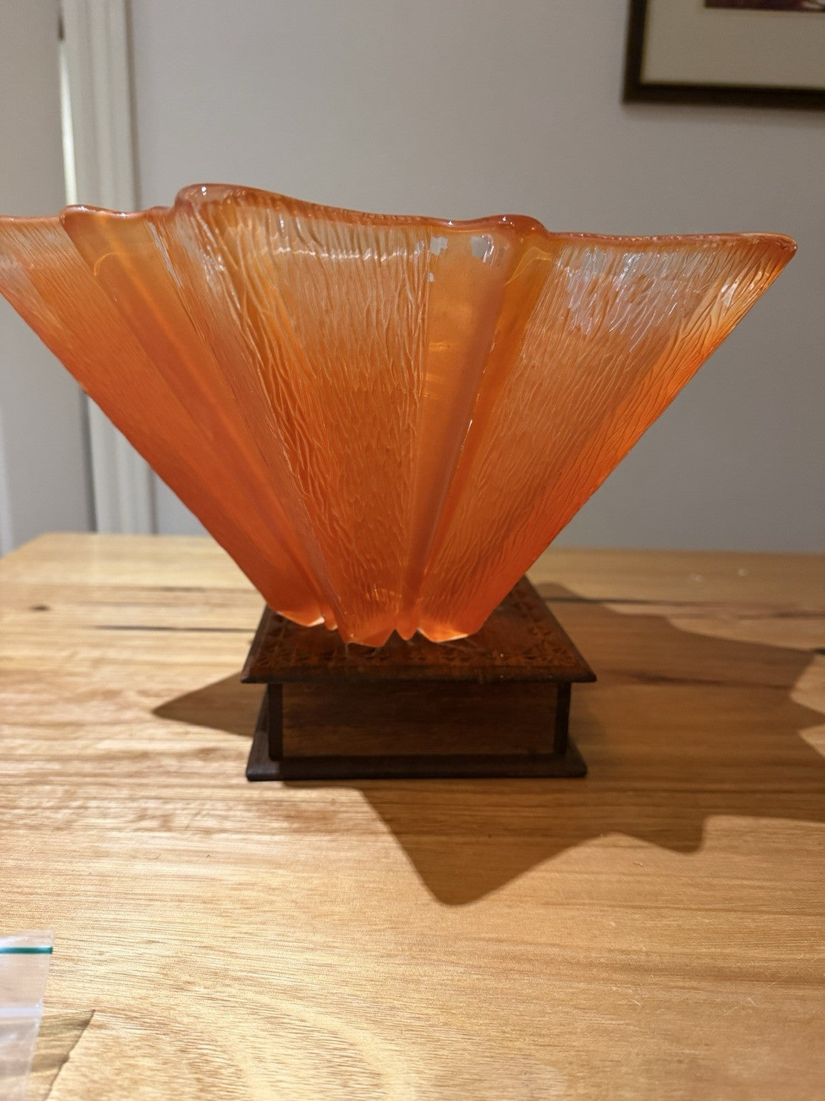 Vintage Walther Glas Star Bowl Orange Bark Glass Germany MCM 34cm