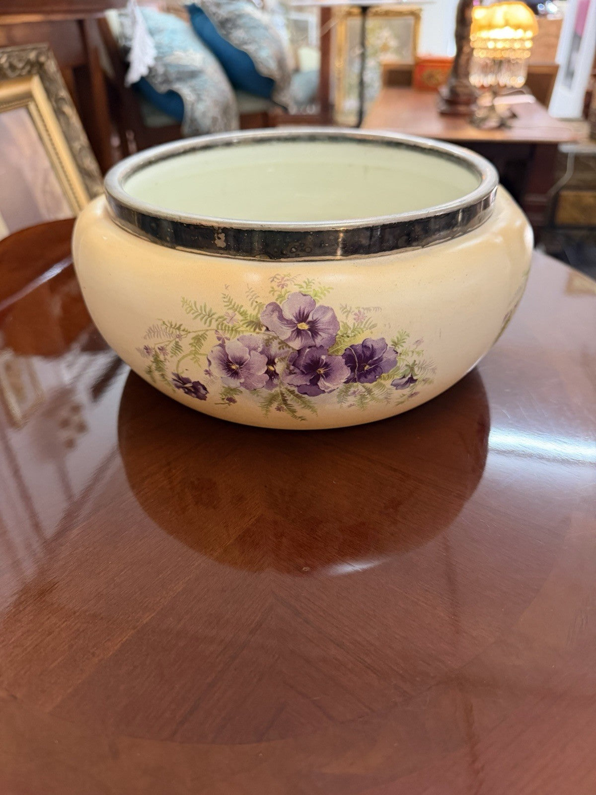 Crown Devon Jardiniere C1913-17 Pansy Planter Bowl S.F. & Co England 26cmc