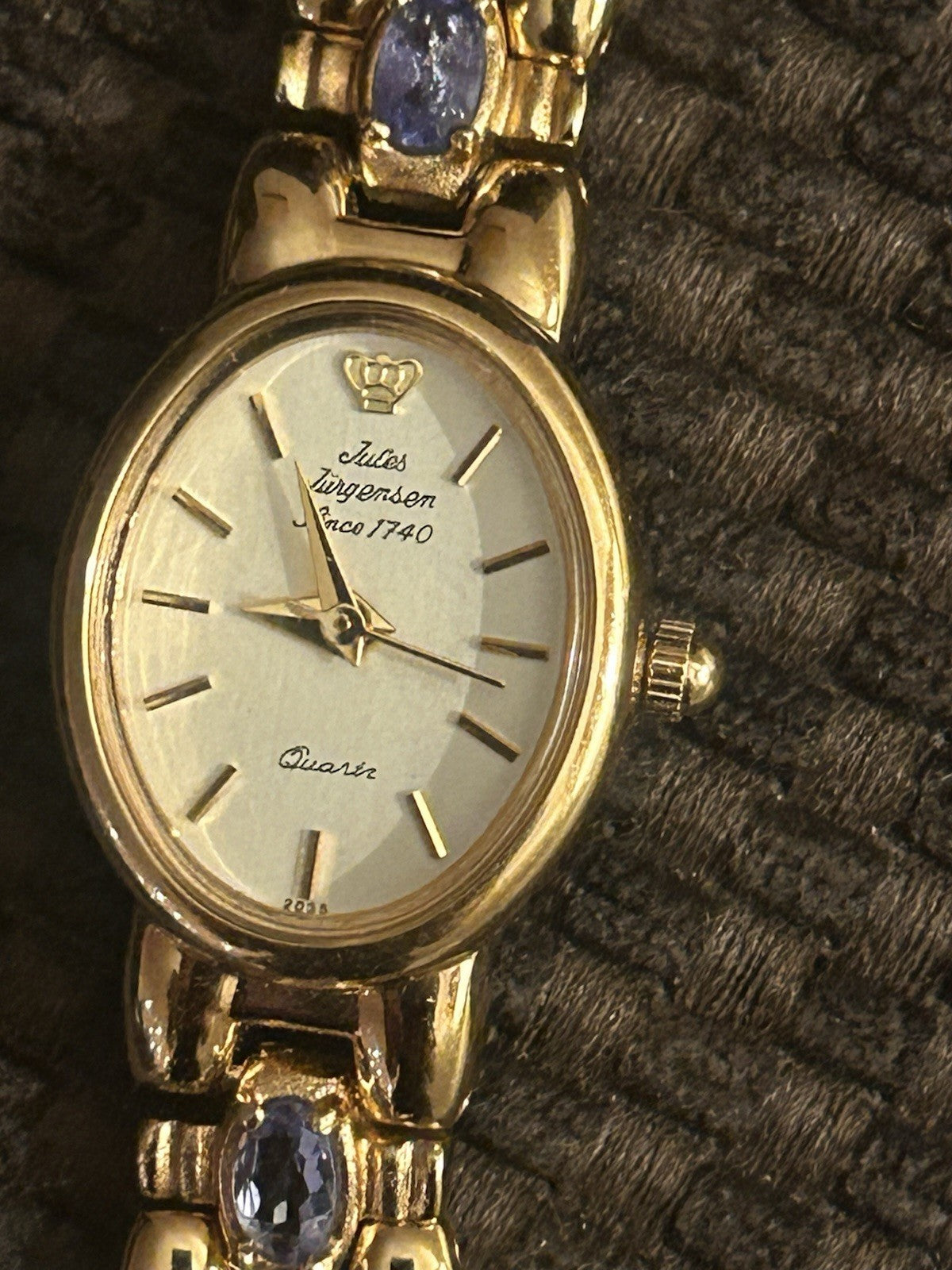 Jules Jurgensen Ladies Quartz Watch Miyota 2035 Tanzanite Boxed VTG