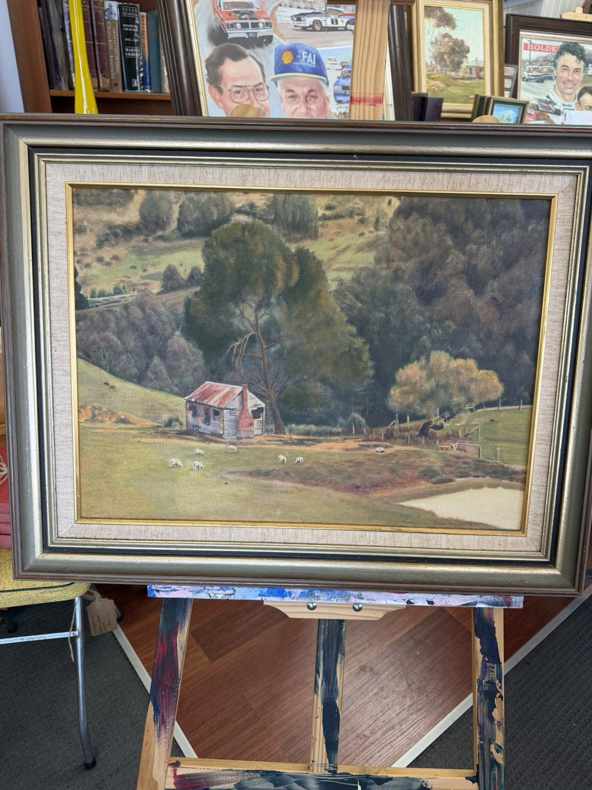 Don Hunter Australian Landscape Oil Painting Rural Farm Cottage Signed Framed