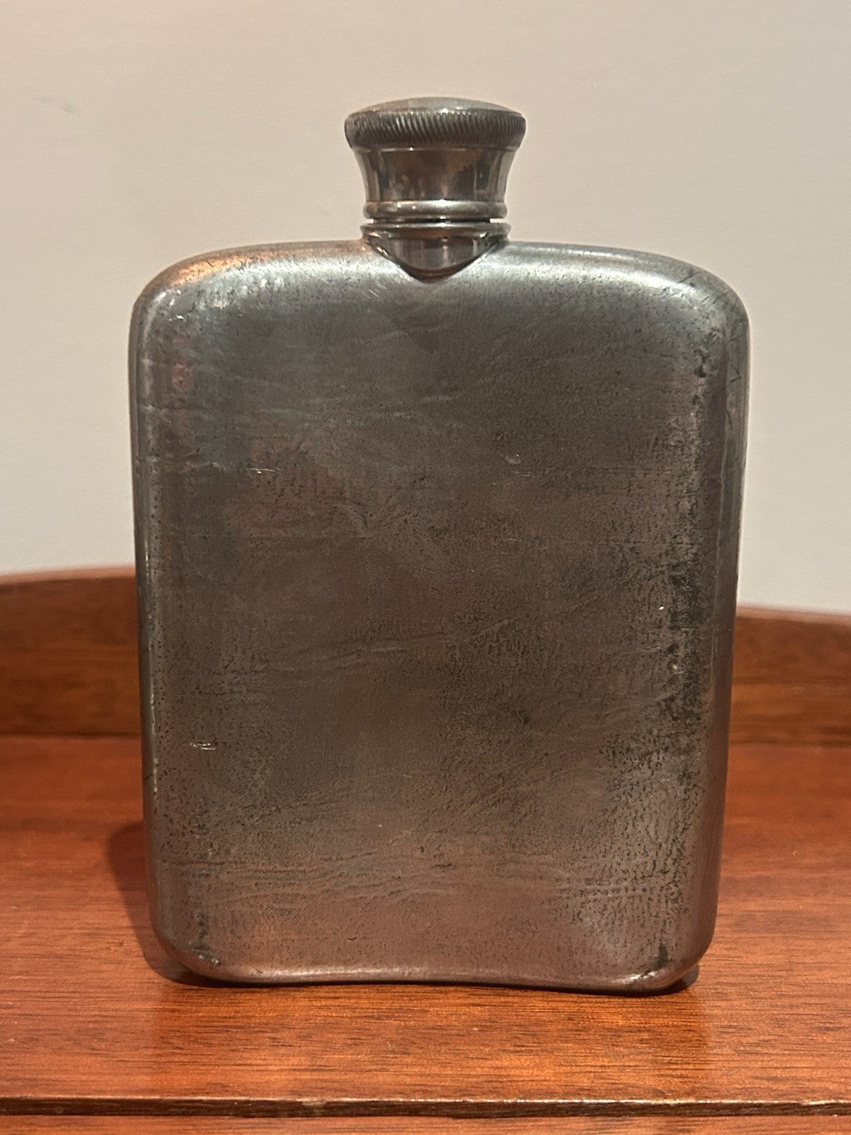 Selangor Pewter Hip Flask c1965–1970s Cork Lined Lid Pre-Royal Malaysia