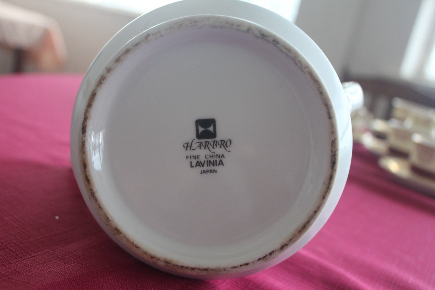 Vintage Harbro Lavinia White Teapot Fine China Japan Subtle Floral Etch