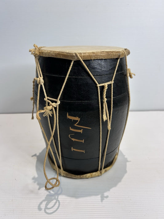 Fijian Handcrafted BULA Drum Black Wood Goat Skin Head 20cm Souvenir Decor