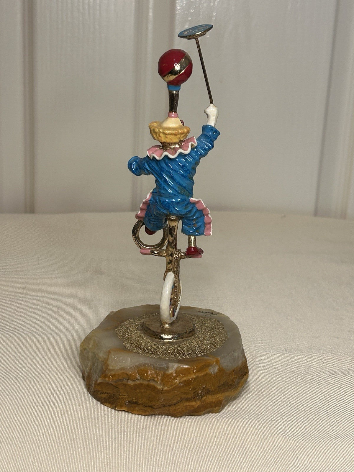 Ron Lee Circus Clown Figurine on Onyx Base Vintage Hand-Painted Art (Damage)