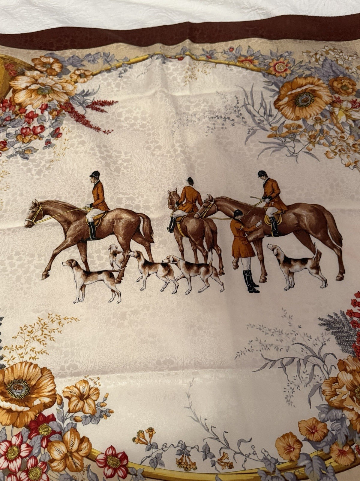 Renato Balestra Blu di Balestra Vintage Silk Scarf Equestrian Hunt Italy