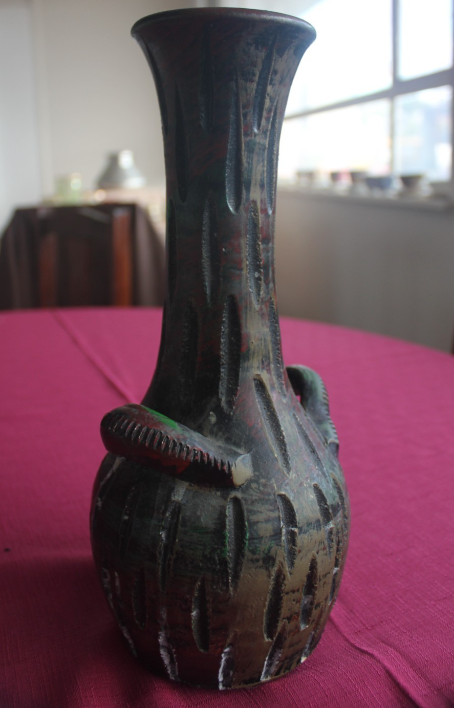Vintage Spanish Studio Pottery Vase Brutalist Fat Lava Style c1960s