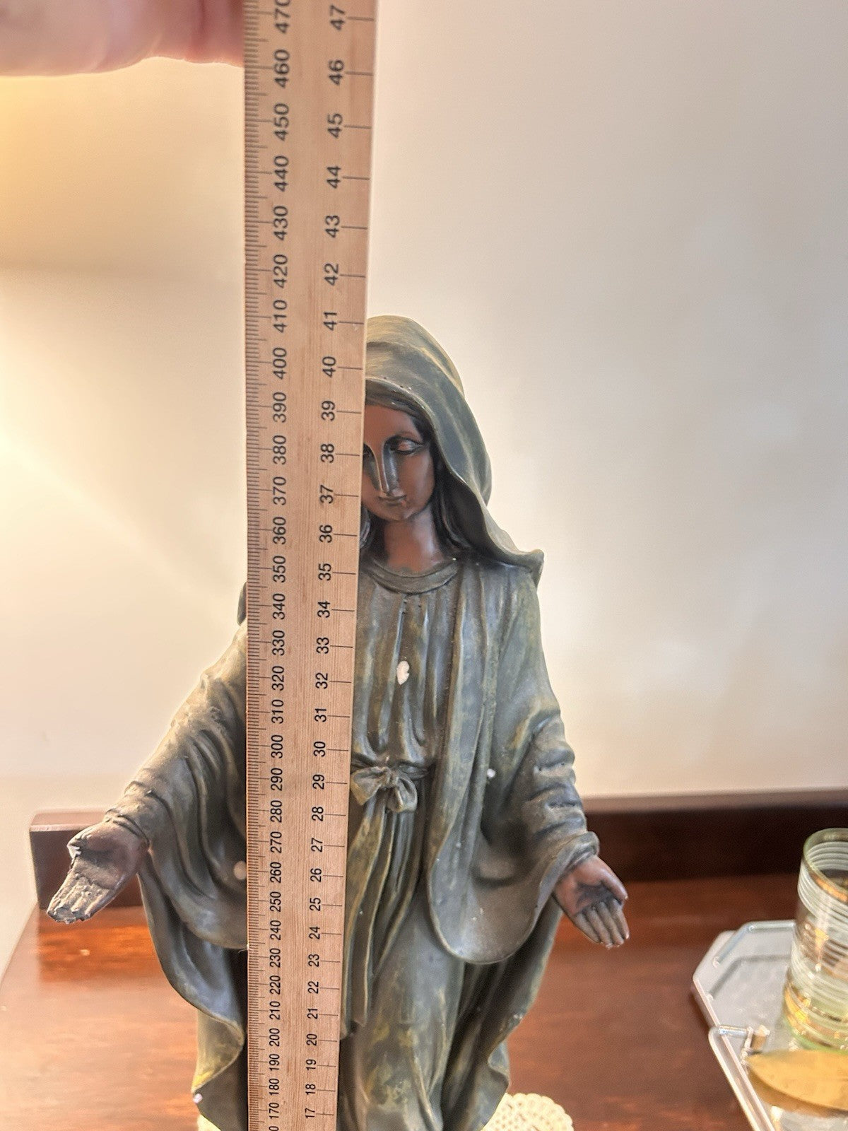 Vintage 1950s Virgin Mary Chalkware Statue Madonna 41cm Religious Figurine