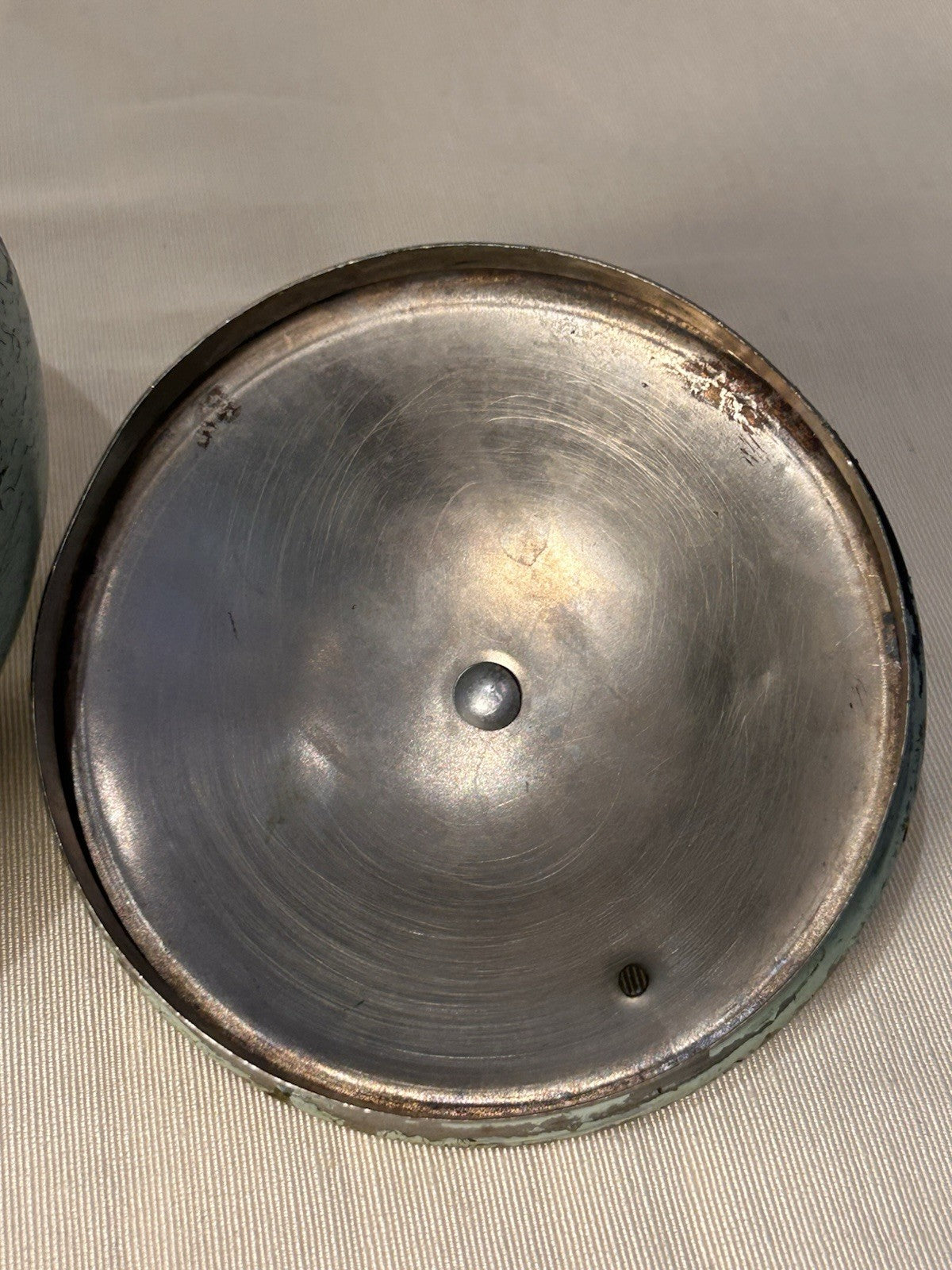 Vintage Hand-Painted Toleware Teapot & Coal Scuttle Set – Green Floral Metal