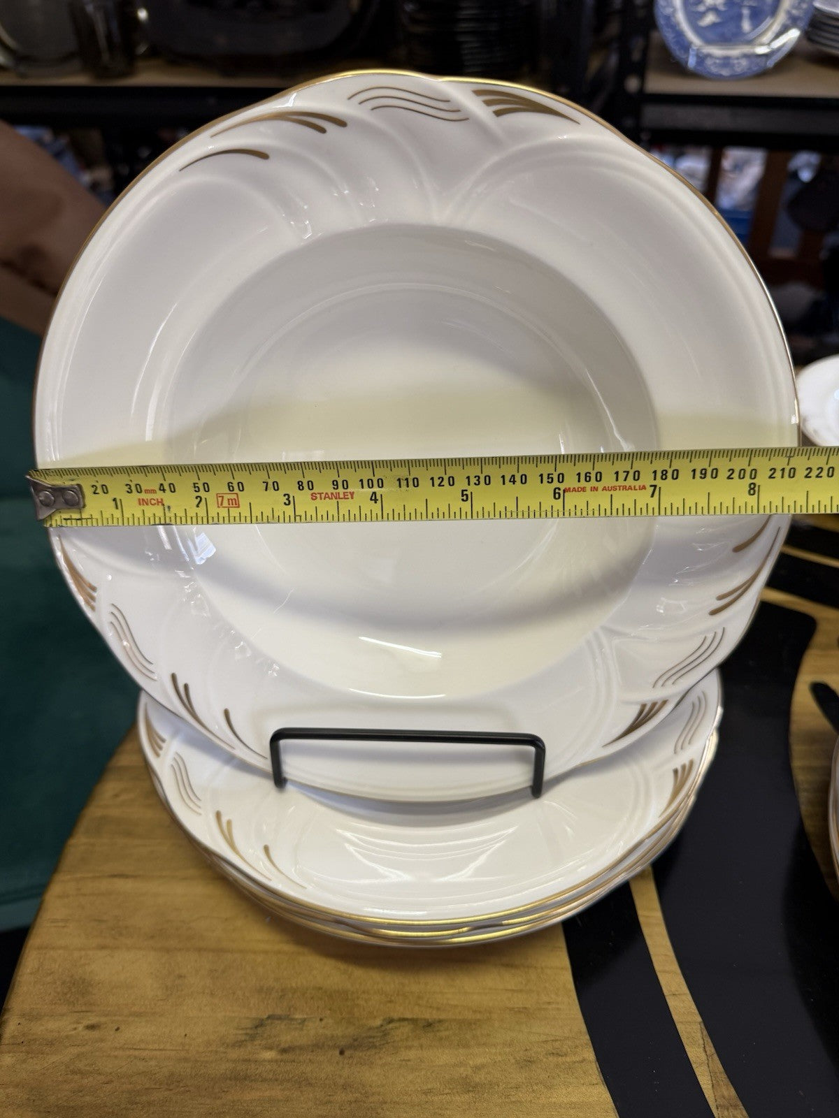 Royal Albert Horizons Dorian Soup Bowls x4 Bone China England 22cm Gold