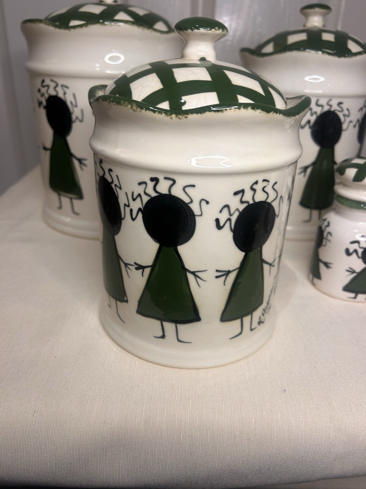 Kerry Alderuccio Hand Painted Canister Set – 6pc Ceramic Kitchen Storage 