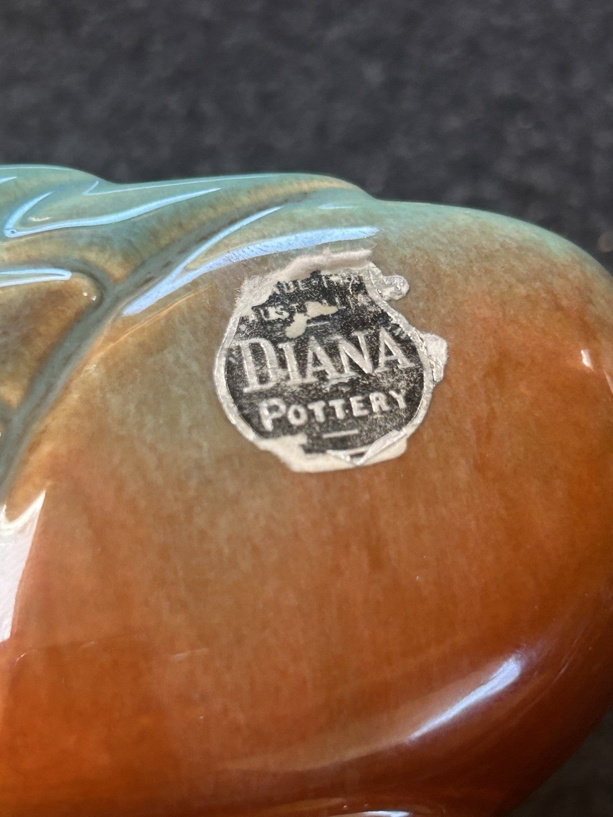 Diana Pottery Australia T6 Trough Vase Planter Green Brown Drip Glaze Vintage