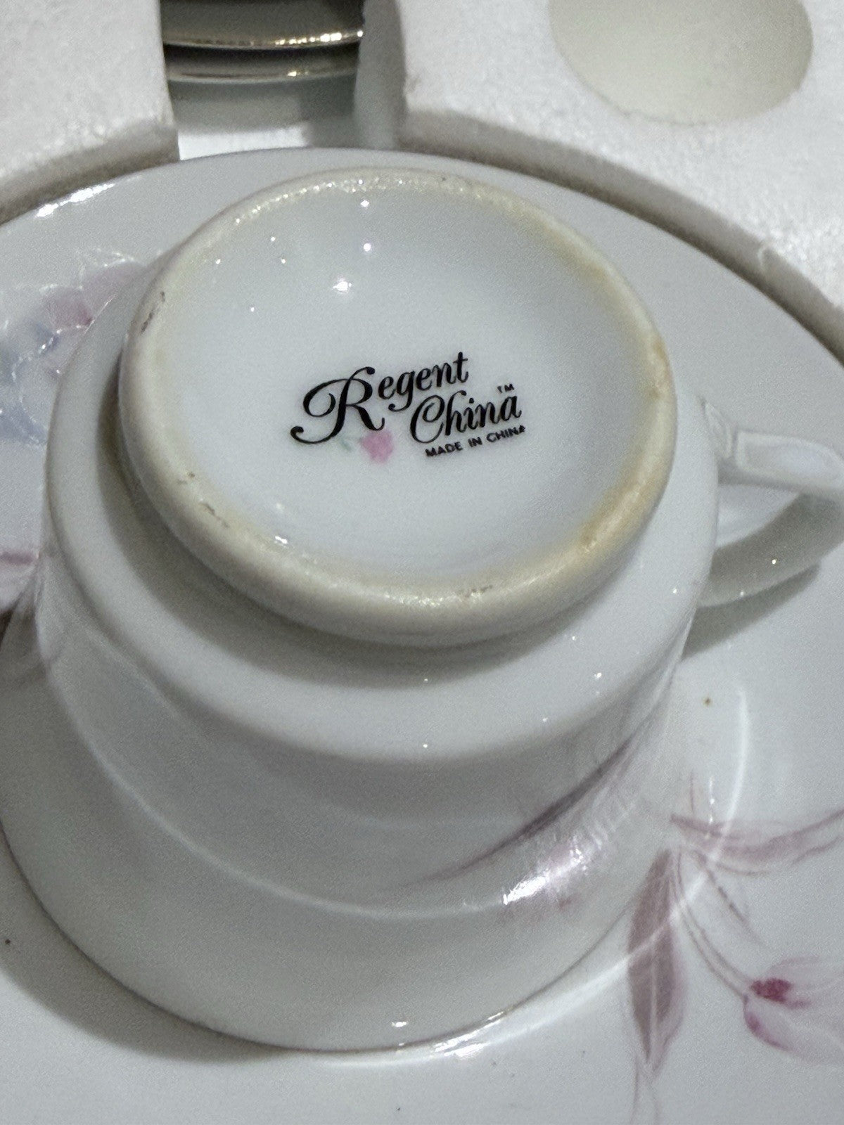 Luna Regent China Espresso Set Service 12 Pink Floral Boxed Demitasse