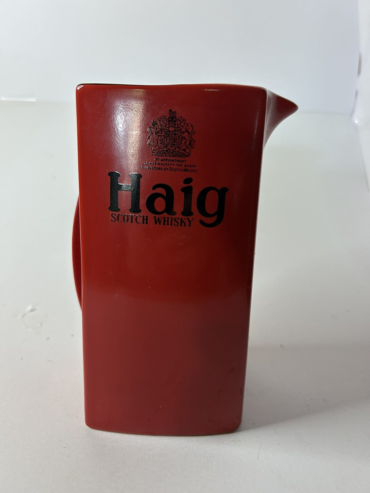HAIG Scotch Red Ceramic Whisky Jug Vintage Carltonware England Barware Retro