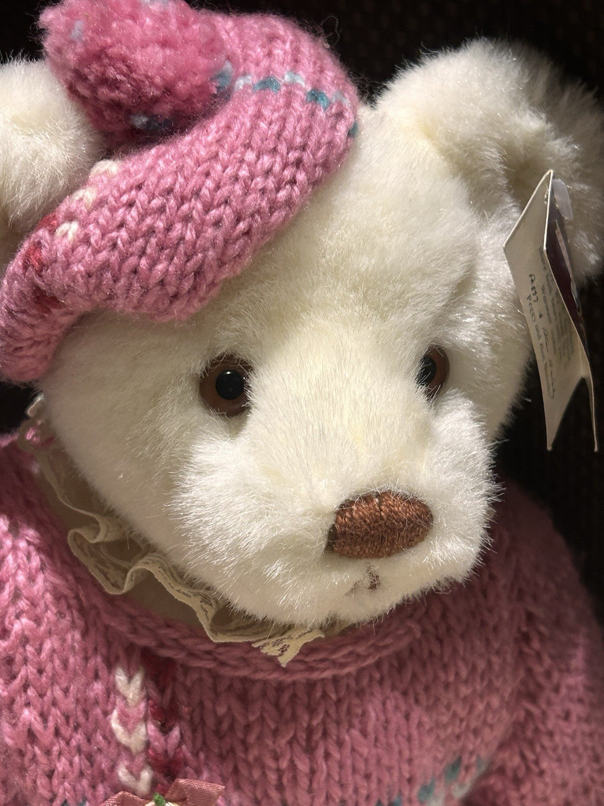 GUND Bialosky Friends Teddy Bear Pink Knitted Jumper Plush Soft Toy W Orig Tag