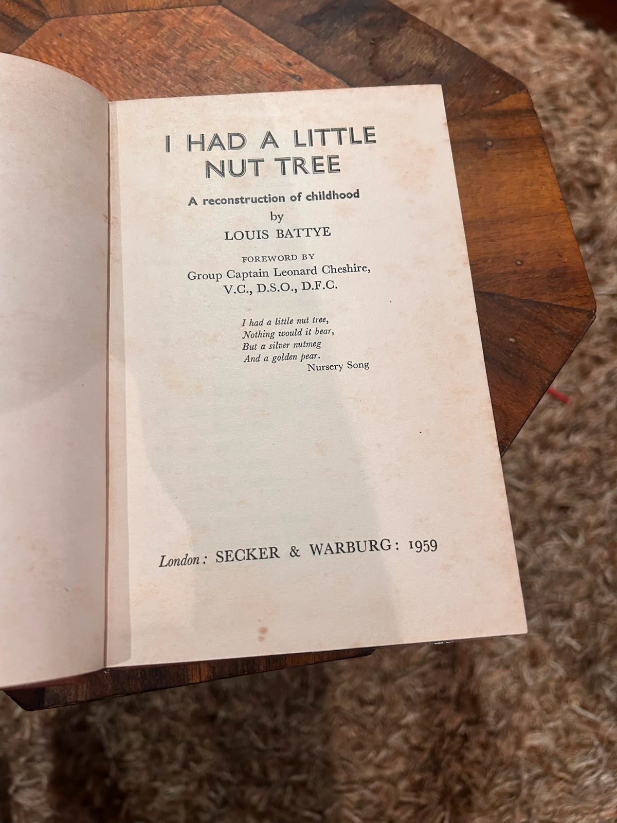 I Had a Little Nut Tree by Louis Battye | 1959 First Edition Hardcover | Memoir