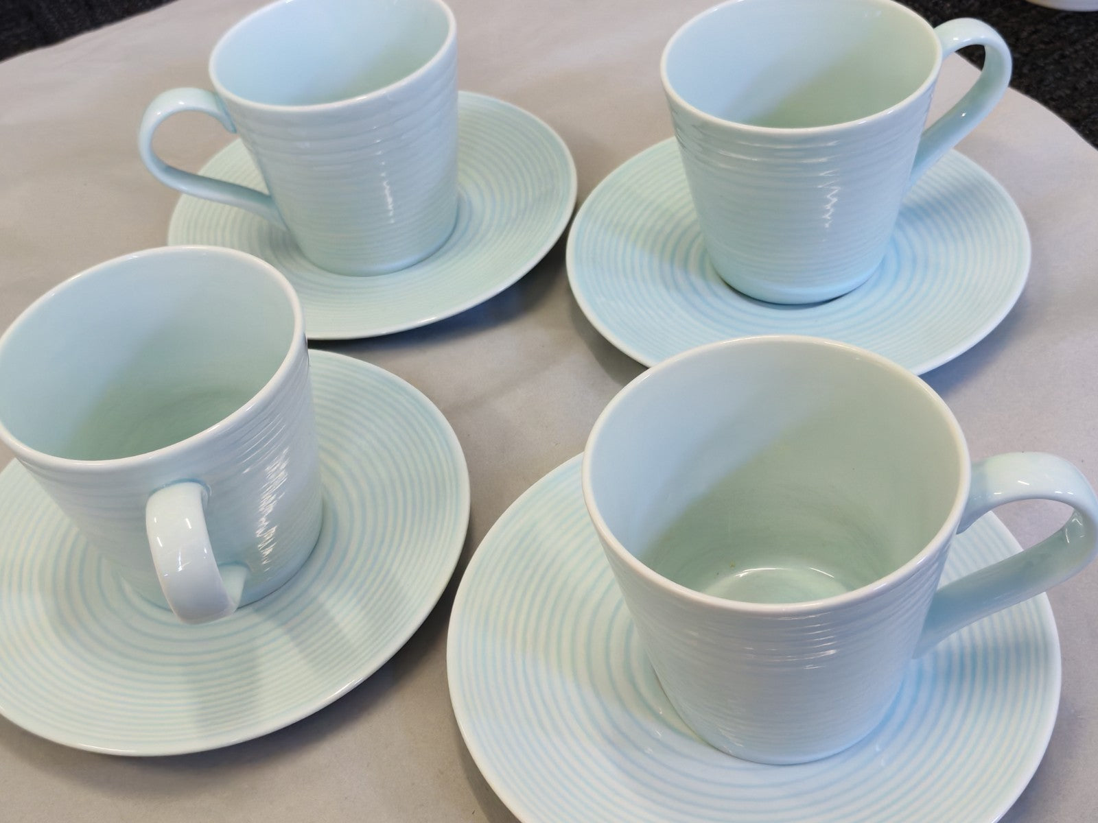 Royal Doulton Gordon Ramsay Maze Blue Stoneware Cups & saucers – Set of 4