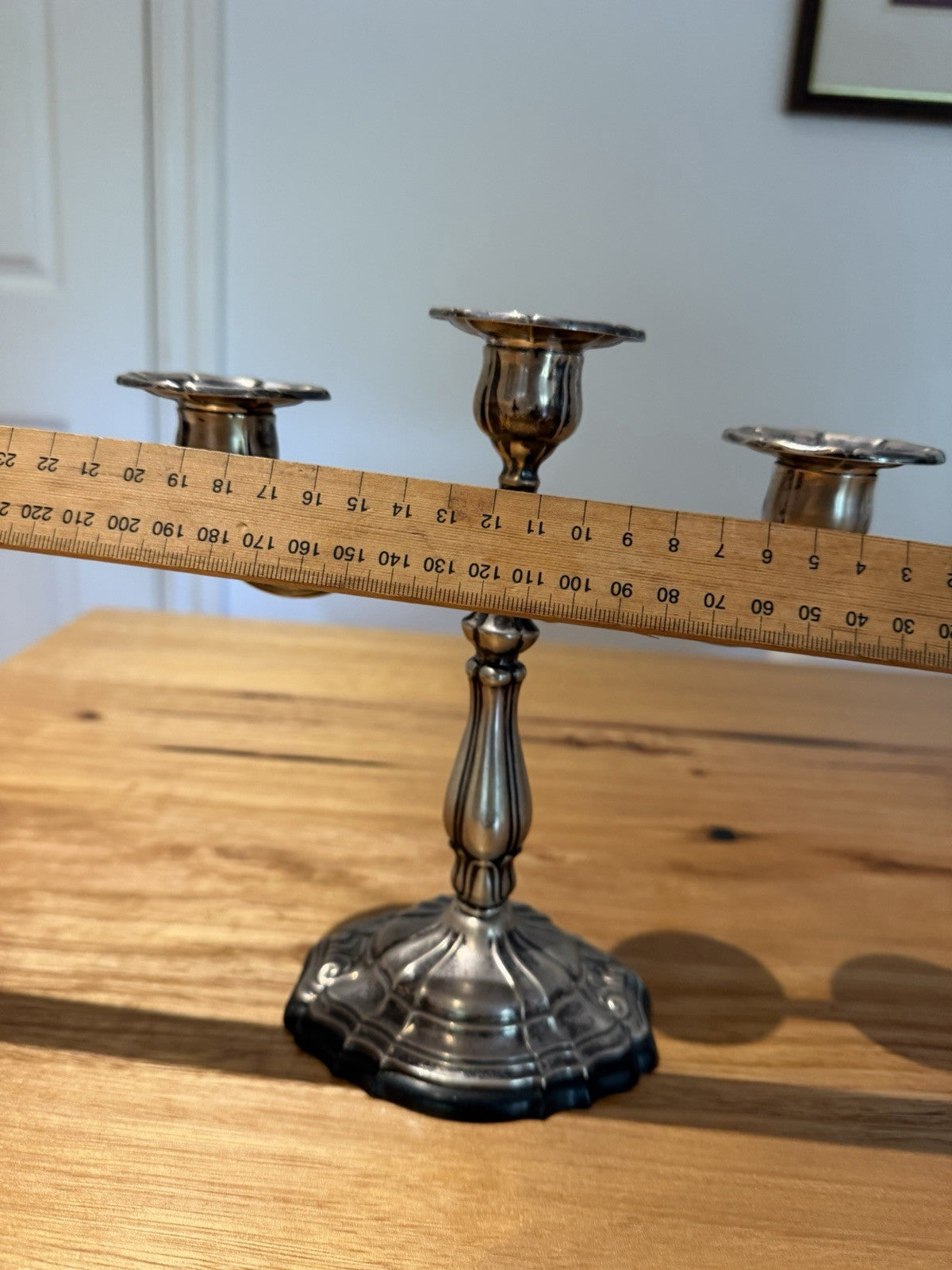 Italian 800 Silver 3 Light Candelabrum 28 VC Vercelli C1950s Vintage