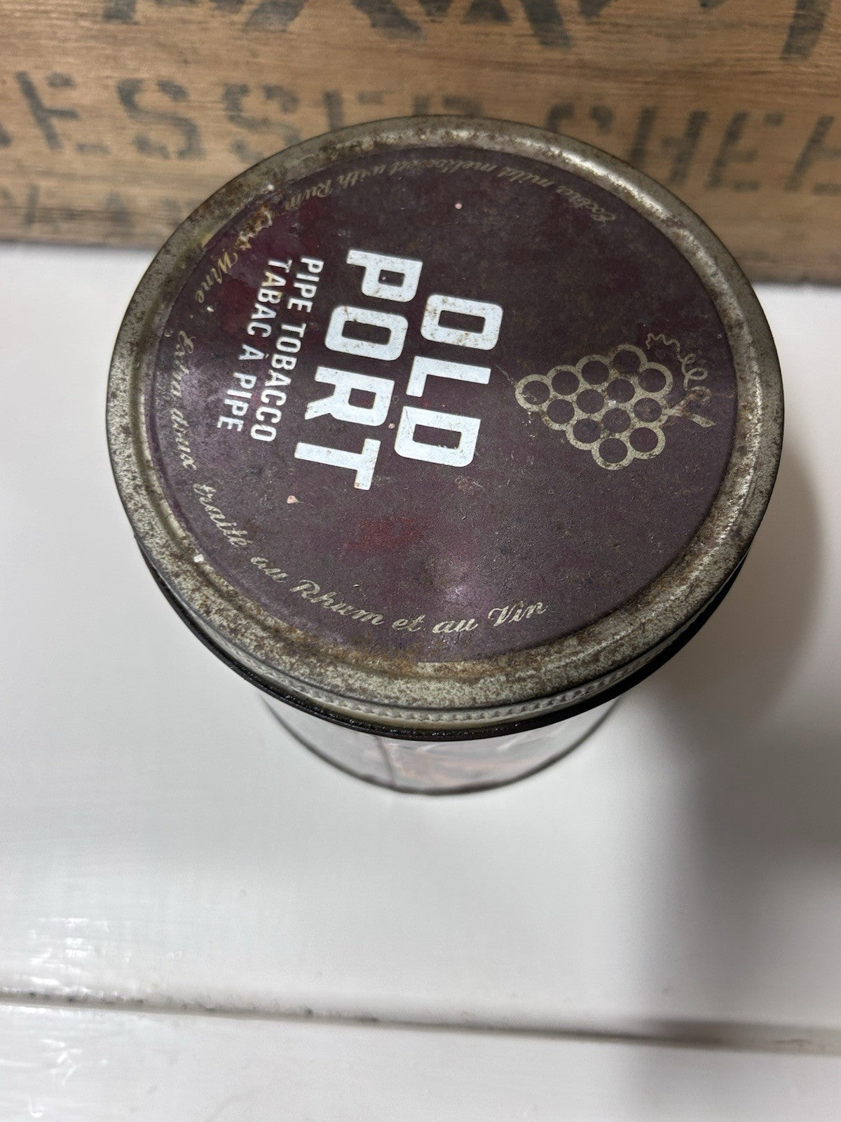 Vintage Old Port Pipe Tobacco Tin 250g – Canada 1960s – Bilingual Tobacciana