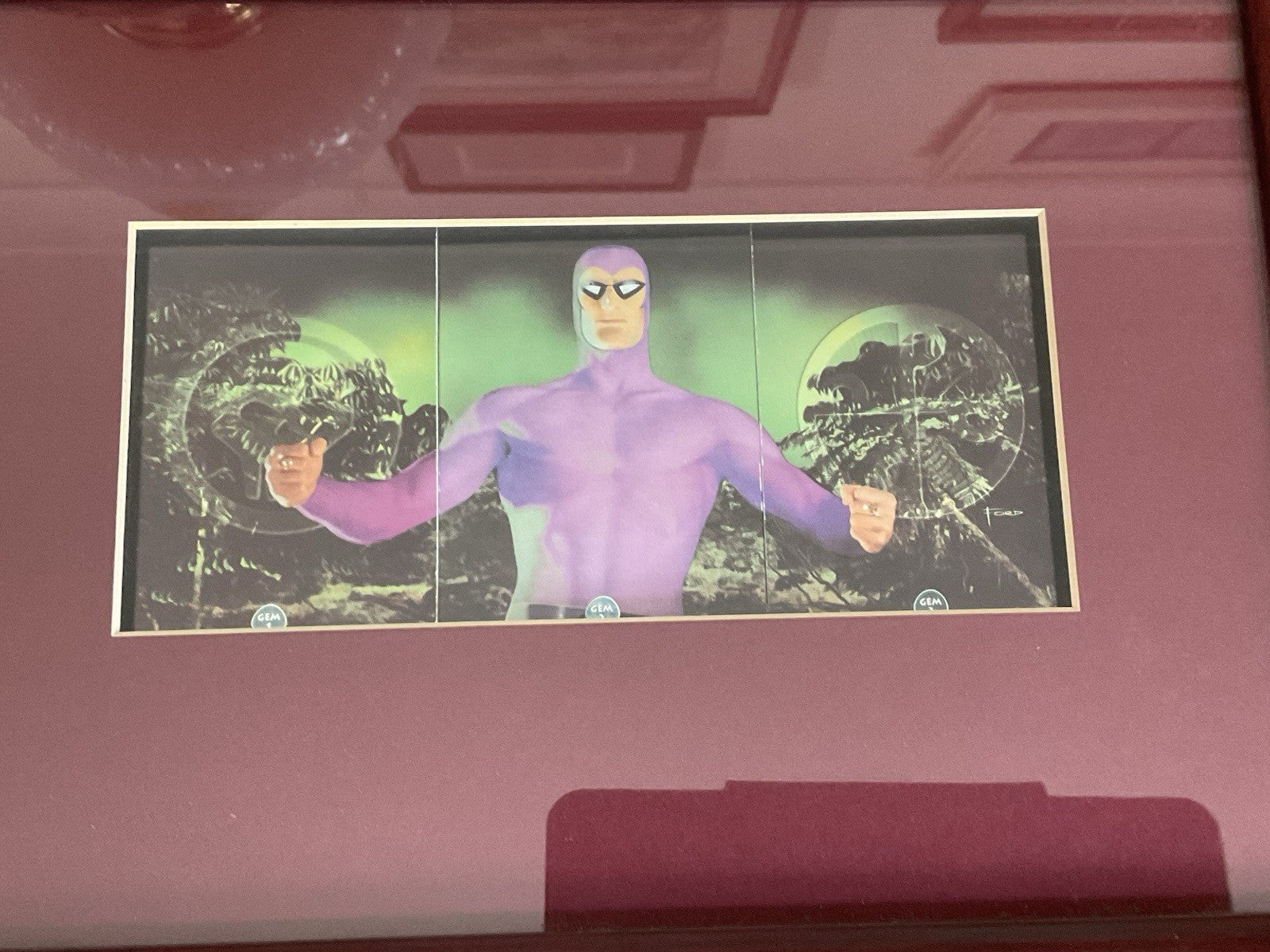 1994 The Phantom GEM Triptych Framed Trading Card Display – Dynamic Forces