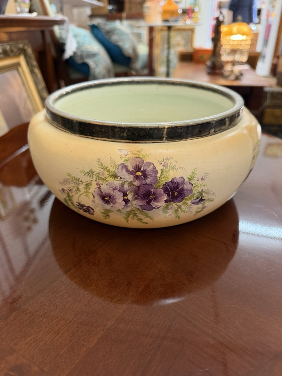 Crown Devon Jardiniere C1913-17 Pansy Planter Bowl S.F. & Co England 26cmc