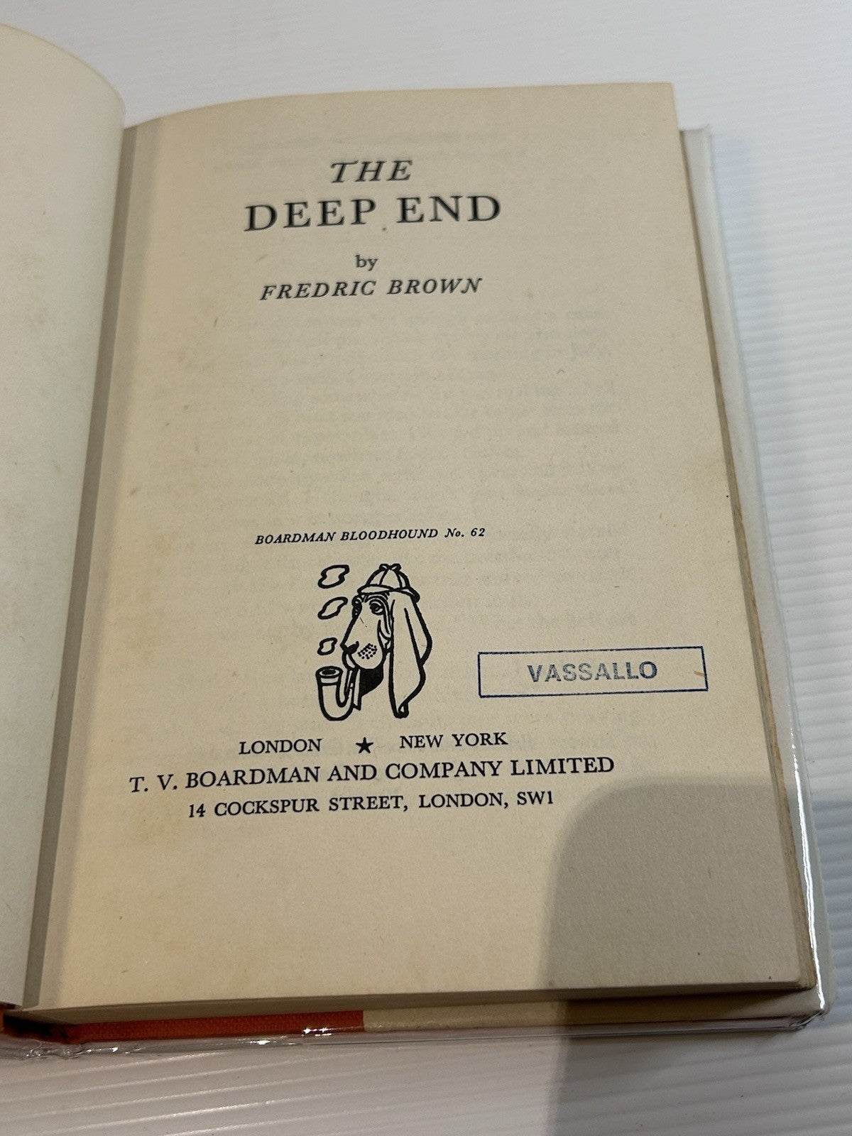 The Deep End Fredric Brown 1st UK Ed 1953 Boardman Bloodhound No 62 HC DJ RARE