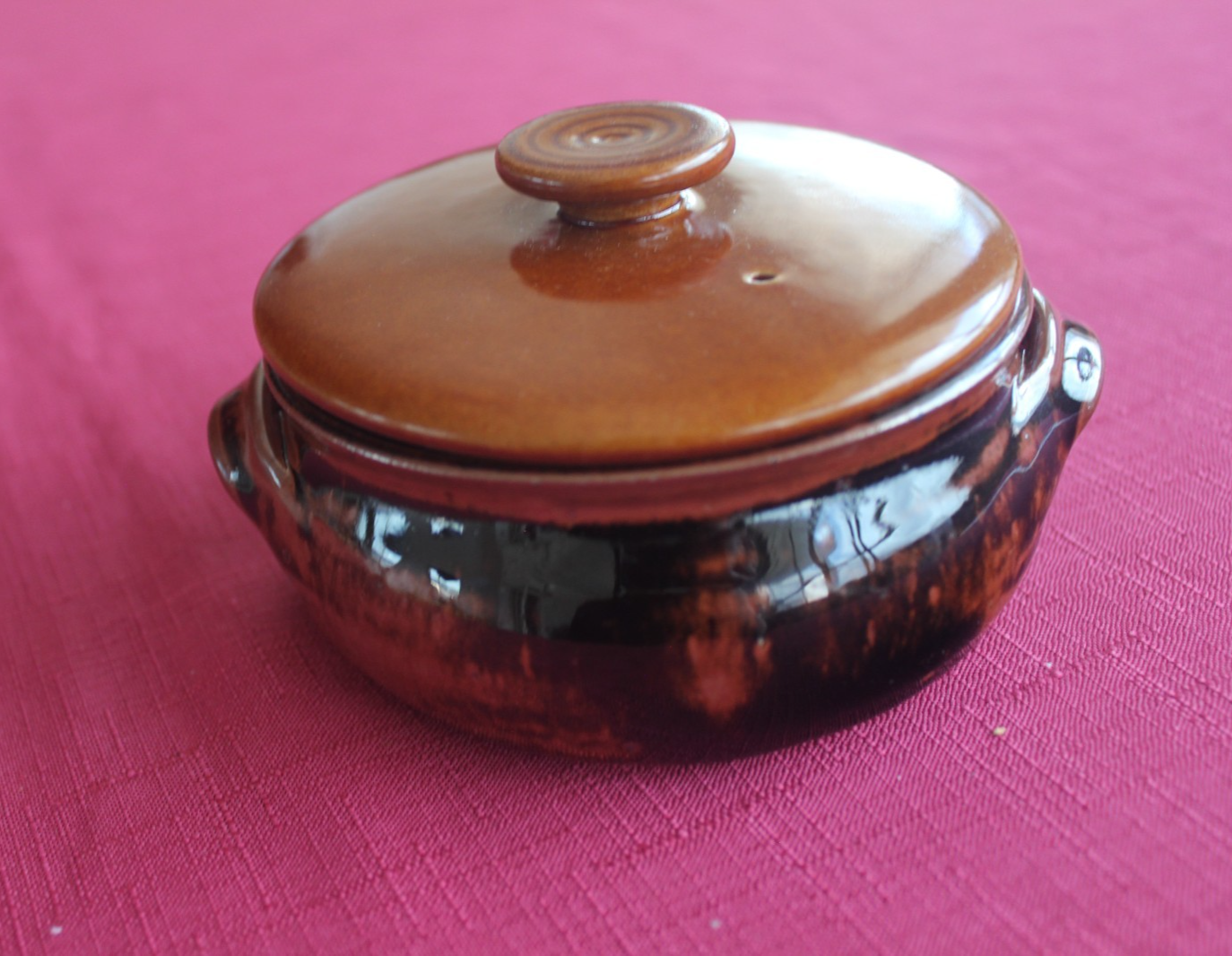 Vintage Studio Pottery Lidded Casserole / Covered Dish – Earthy Brown Glaze