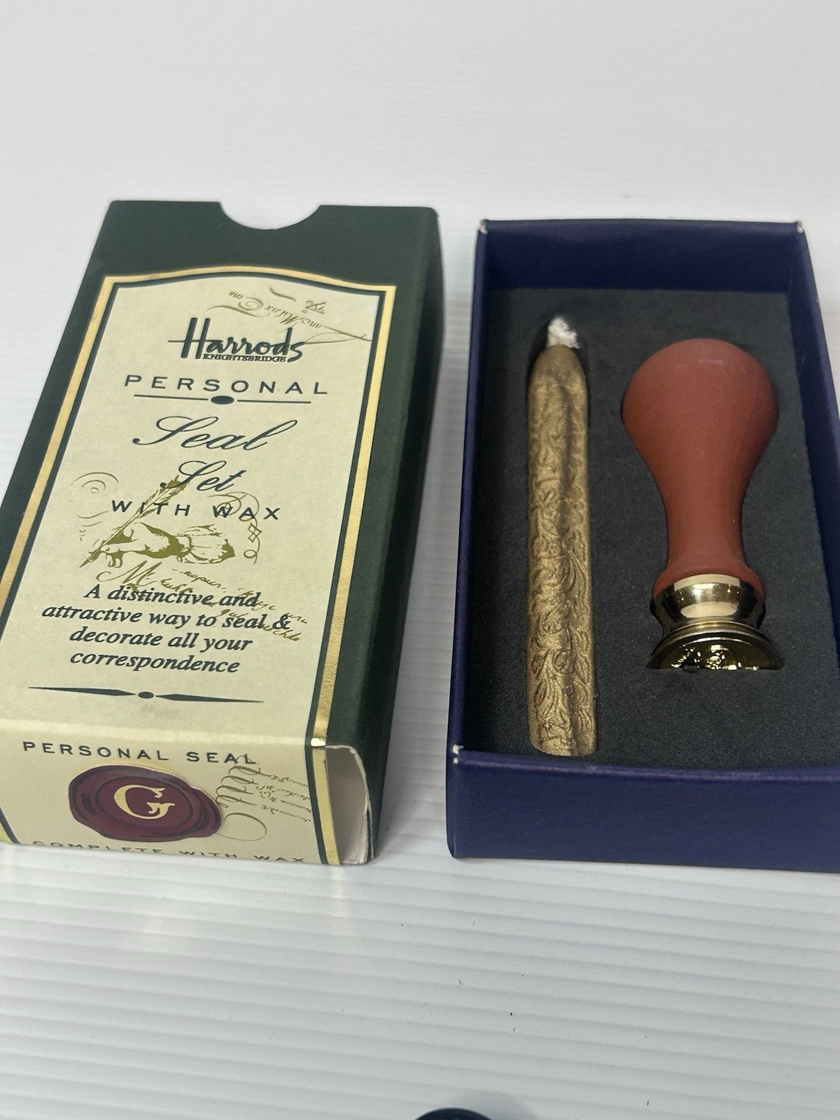 Harrods Great Britain Personal Letter “G” Seal Set with Wax in Original Box New