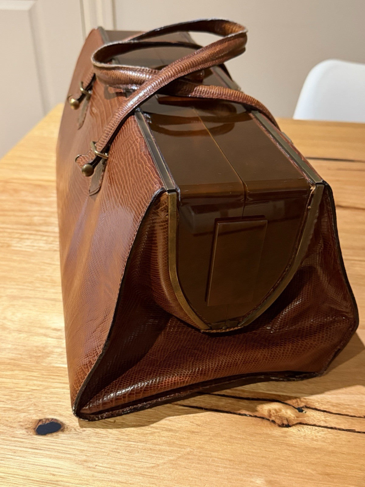 Jean Paul Gaultier Vintage Reptile Effect Leather Travel Doctor Bag Italy 1990s