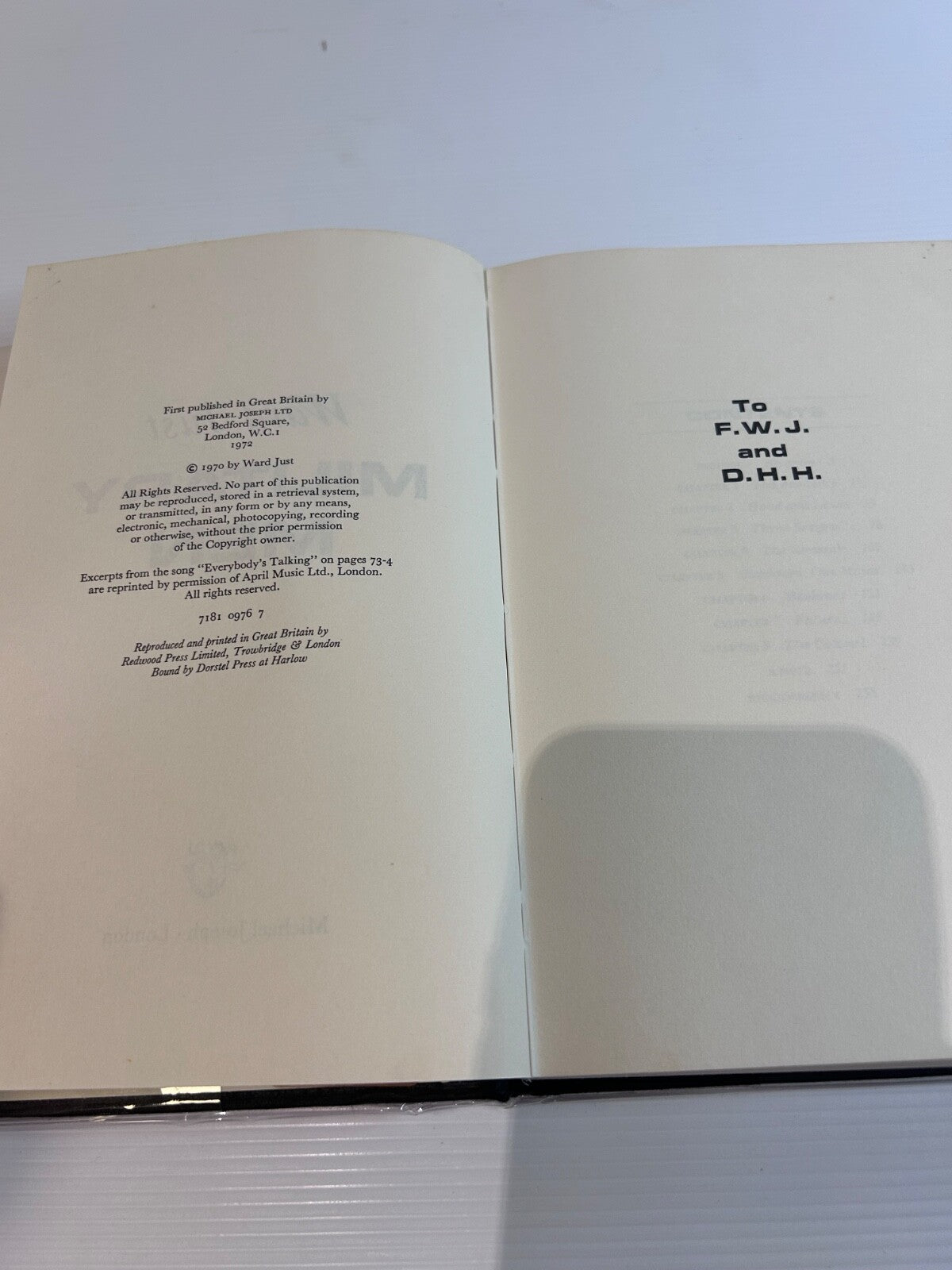 Military Men Ward Just 1st UK Ed 1972 HC DJ Vietnam War US Army Profiles