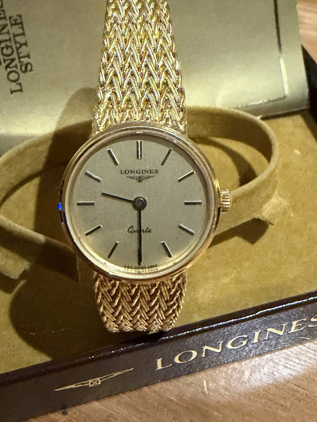 Longines Ladies Quartz Watch Gold Tone Mesh Bracelet Box Papers Swiss 6558