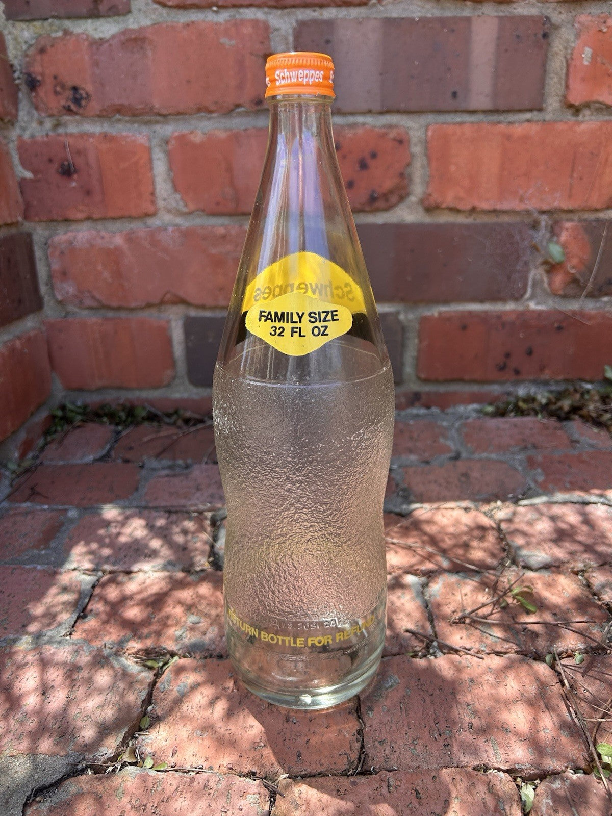 Vintage Schweppes 32oz Glass Bottle Family Size Australian Return Bottle 1960s