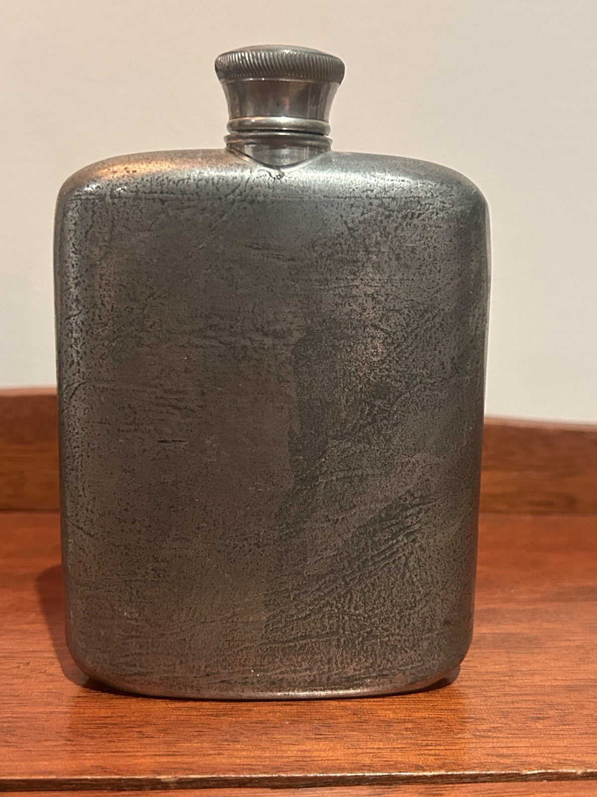 Selangor Pewter Hip Flask c1965–1970s Cork Lined Lid Pre-Royal Malaysia