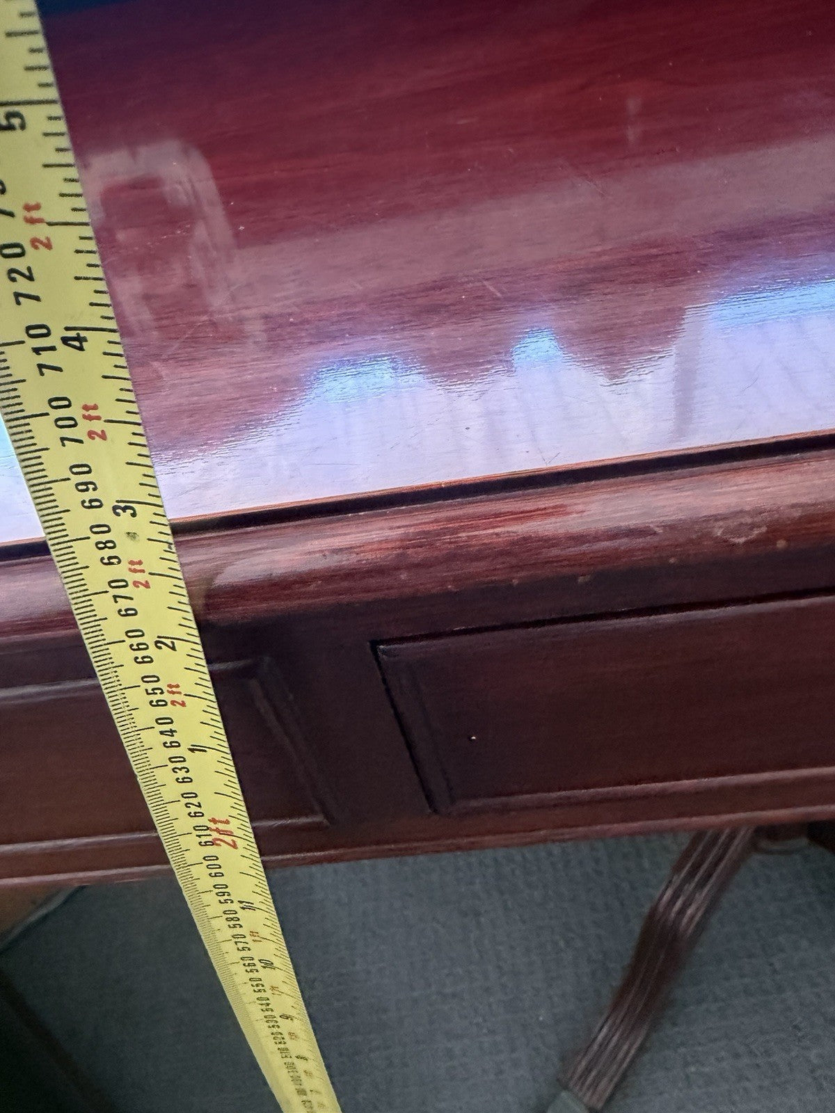 Vintage 1978 W F Hamilton Mahogany Pedestal Hall Console Table Brass Paw Feet