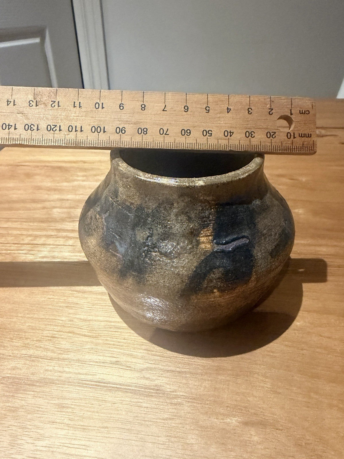 Vintage Australian Studio Pottery Vase Signed SW Joan Nun Abstract Glaze