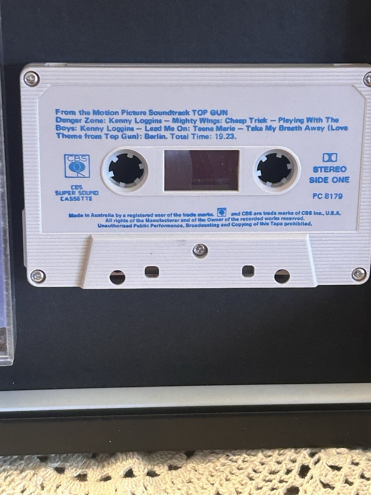 Top Gun Soundtrack Cassette 1986 Framed Display CBS Super Sound Kenny Loggins