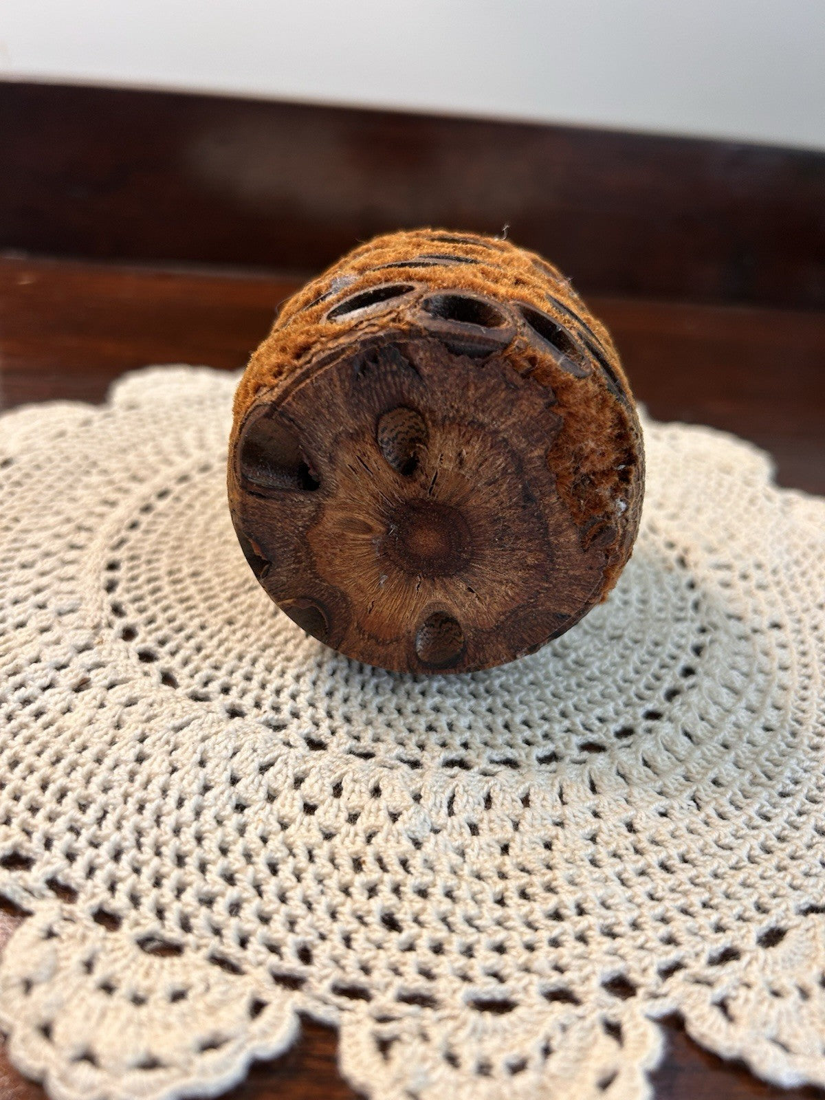 Australian Banksia Pod Wooden Vase Hand-Turned Carved 13cm Native Timber