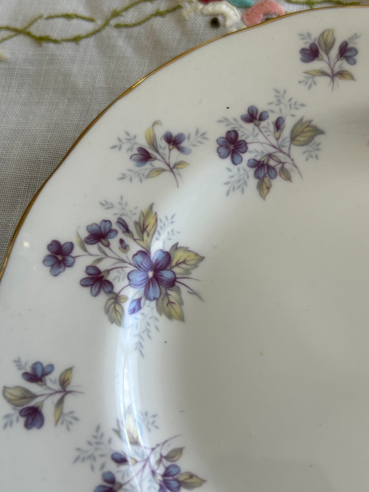 Duchess Woodside Trio Bone China | England Teacup, Saucer & Plate | Floral Gold