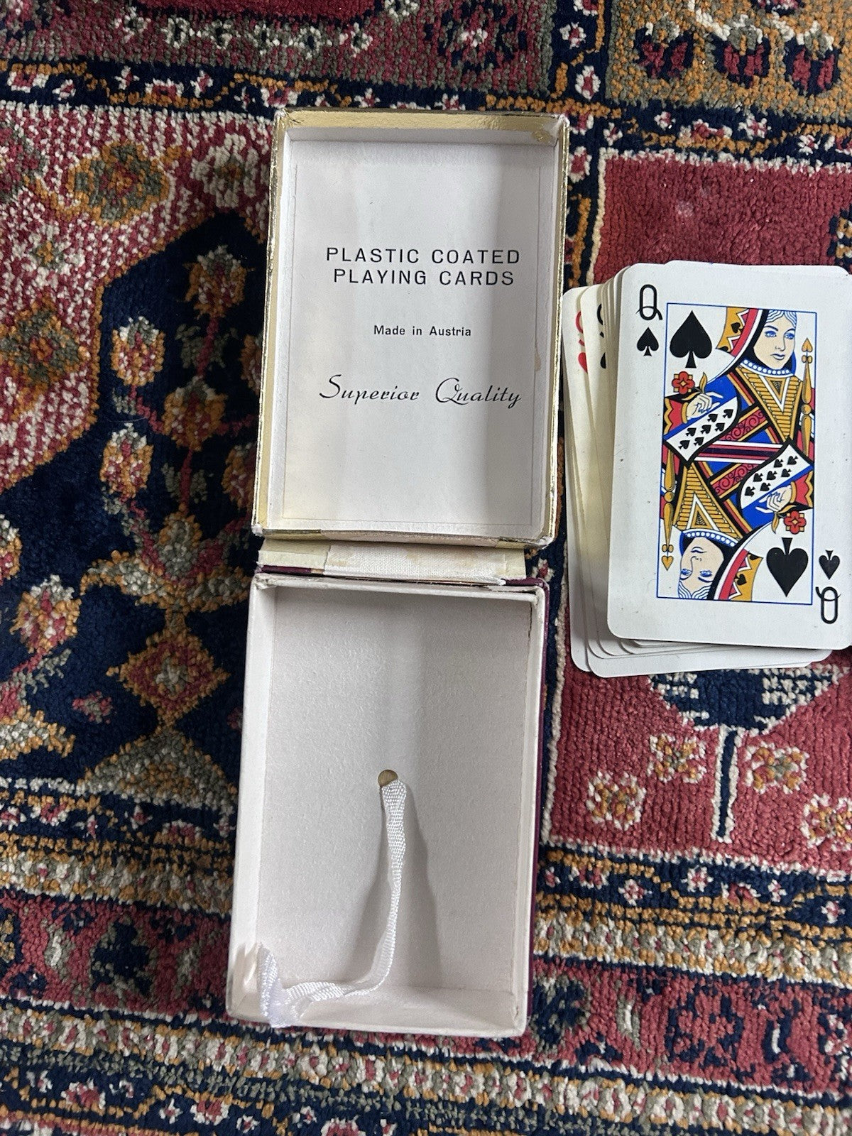 Vintage Austrian Playing Cards Bird of Paradise Design Plastic Coated w/ Box