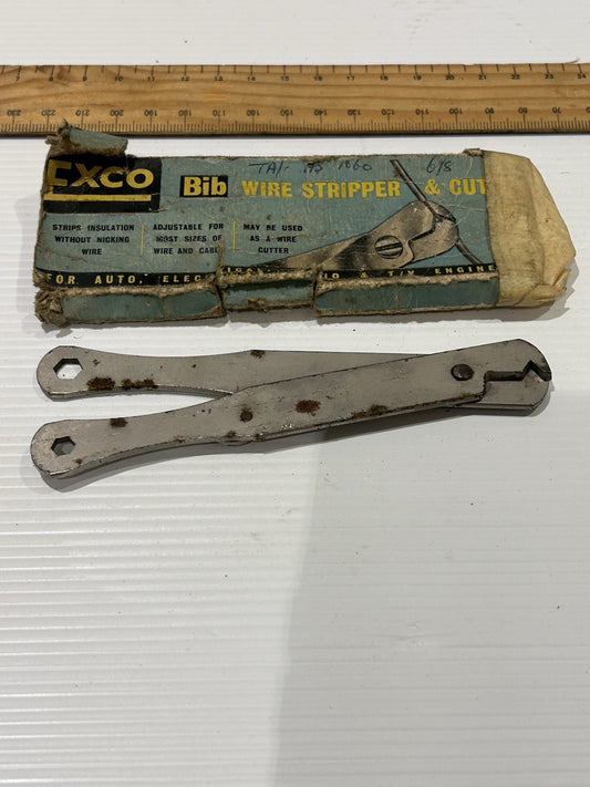 Vintage Exco Bib Wire Stripper & Cutter w/ Box England 1960s Auto Tool