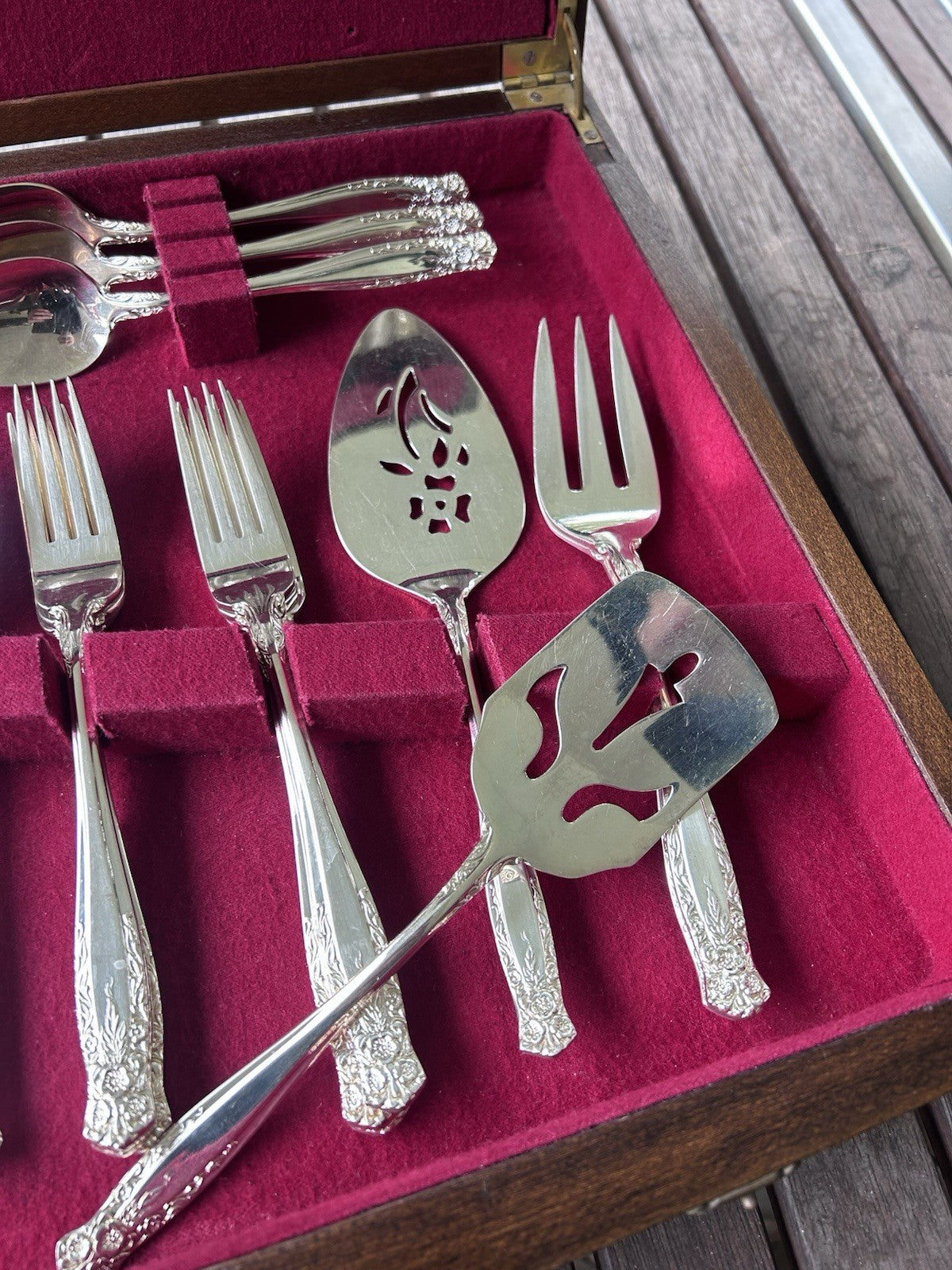 Grosvenor Laureate Silver Plated Cutlery Set for 6 + Serving Pieces 1960s Vintag